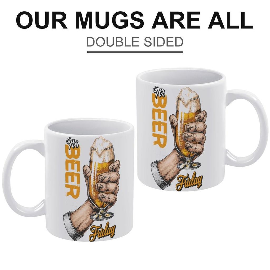 1 шт. 11 унций Керамическая кружка для любителя пива с двусторонним принтом, чашка для кофе или чая