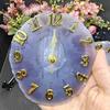 Beautiful Natural Raw Quartz Agate Slice Clock Colorful Desk Clock for Decoration Wedding Favors