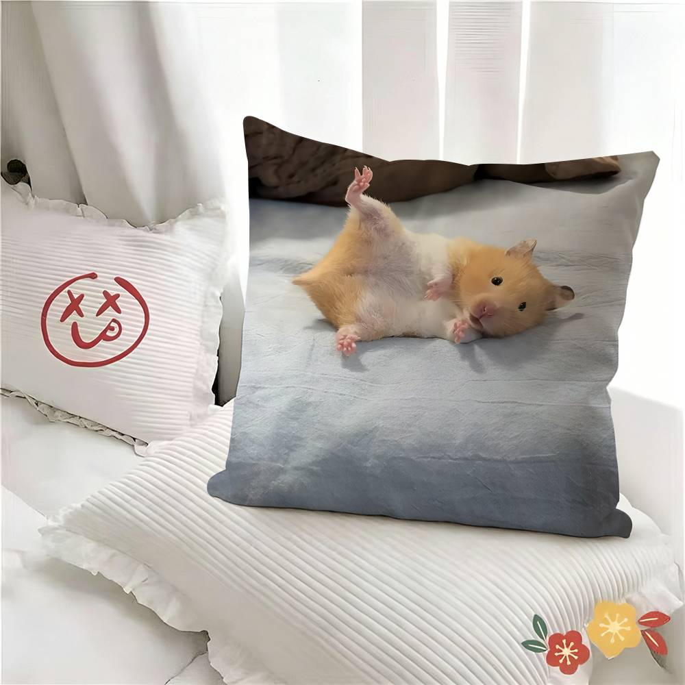 pc Kawaii Hamster Anime Pillow Case Fashion Square Pillowcase Bedroom Sofa Room Ins Decoration Leisure