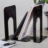 4Pcs Minimalist Metal Book Ends Heavy Duty Metal Bookends for Shelves Black Small Size