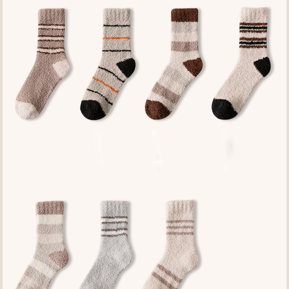 Удобные Мягкие Полосатые Оригинальные Мужские Носки Хлопковые Носки Коралловый Флис Носки Средней Длины
