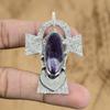 Natural Chevron Amethyst Gemstone Pendant 925 Sterling Silver Jewelry For Girls