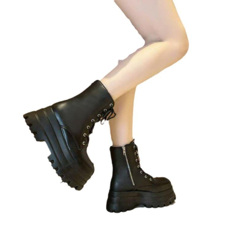 Увеличение роста показывает длину ноги тонкие туфли на платформе 9 см британские хлопковые ботинки женские осенне-зимние новые короткие ботинки на платформе короткие ботинки Martin