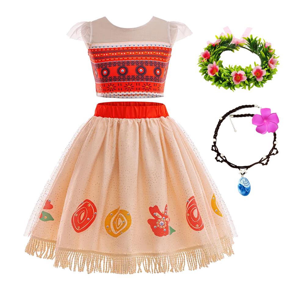 New Movie Moana 2 Girl Dress Halloween Party Costume Princess Fancy Clothes Children Vaiana Outfit Dress