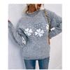 Свитер женский с высоким воротом свободный снежинка вязаный пуловер повседневный длинный рукав