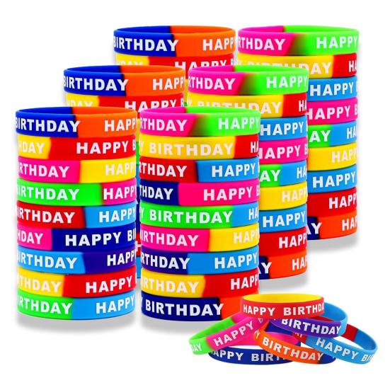 12 шт. Унисекс Силиконовые Браслеты С Принтом Букв Эластичные Цветные Легкие С Днем Рождения