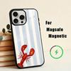 L-Lobster On S-Stripes Ocean  Phone Case For iPhone17,16,15,14,13,12,11 Plus,Pro Max Magnetic For Magsafe Wireless Charging