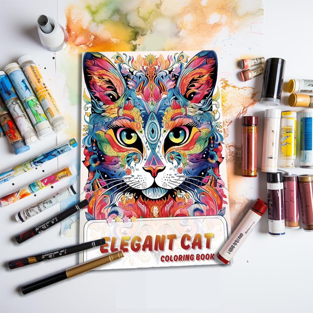 1 шт., Книжка-раскраска для подростков формата А4, Книжка-раскраска «Мяу», 25 разных узоров, Плотная бумага 100 г/м², Снятие стресса, Подарок на день рождения