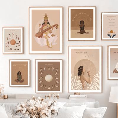 Индийская богиня йоги Солнце женщина цитата настенная живопись холст картины плакаты на скандинавскую тему и принты настенные панно для гостиной декор в стиле бохо