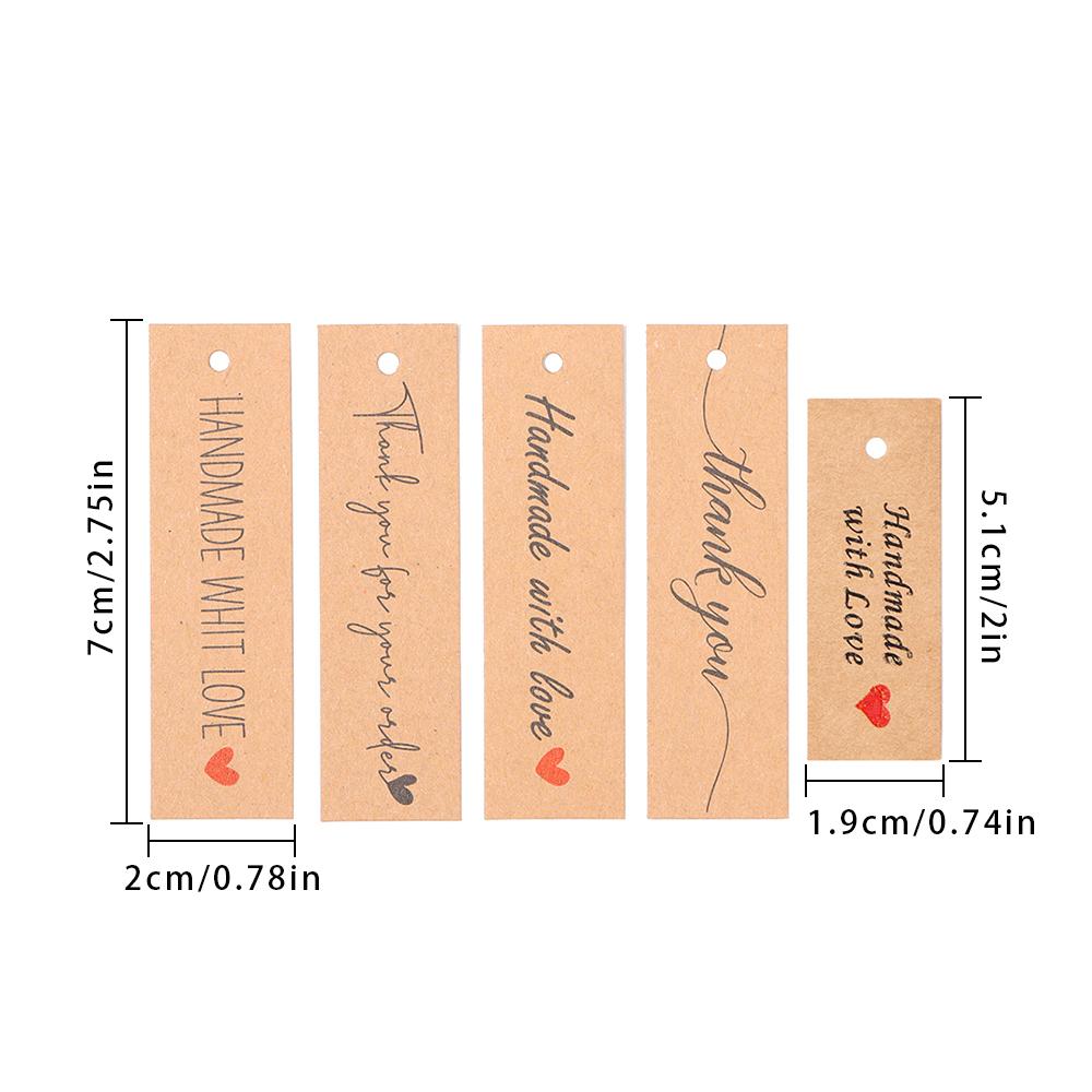 Supplies Enclose 10M Strings Thank You Hanging Tags “Merci” Labels Kraft Paper Handmade With Love