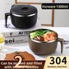 1pc 304 Instant Noodle Bowl - Stainless Steel Large Capacity with Lid Portable Tableware Perfect for Serving Noodles and Rice
