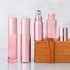 1Pcs Glass Roll On Bottle 5/10Ml Pink Roller Bottle Essential Oil Lip Gloss Refillable Tube Empty Jar Glass Perfume Bottle