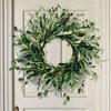 40cm Greenery Wreath with Olive Leaves, Artificial Green Olive Wreath Olive Bean for Front Door Farmhouse Home Wall Window Festival Wedding Decor