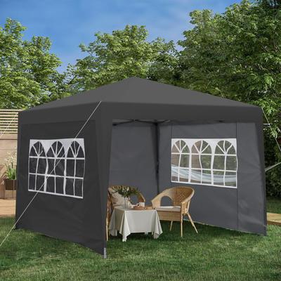 Folding Gazebo 3 X 3 M, Waterproof Winterproof, UV Protection 50+, Foldable, Steel Frame with 4 Side Panels and 4 Sandbags