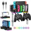 RGB Switch Wall Mount with Joy-Con Charger, Switch Holder For Nintendo Switch/OLED with Switch Organizer, Switch Accessories with 15 Light Mode