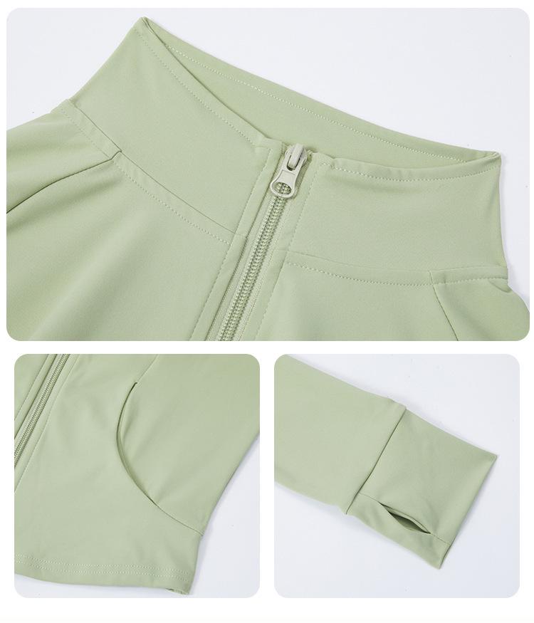 Весенне-осенняя нюдовая куртка для йоги на молнии: Женская одежда для фитнеса и велоспорта для похудения