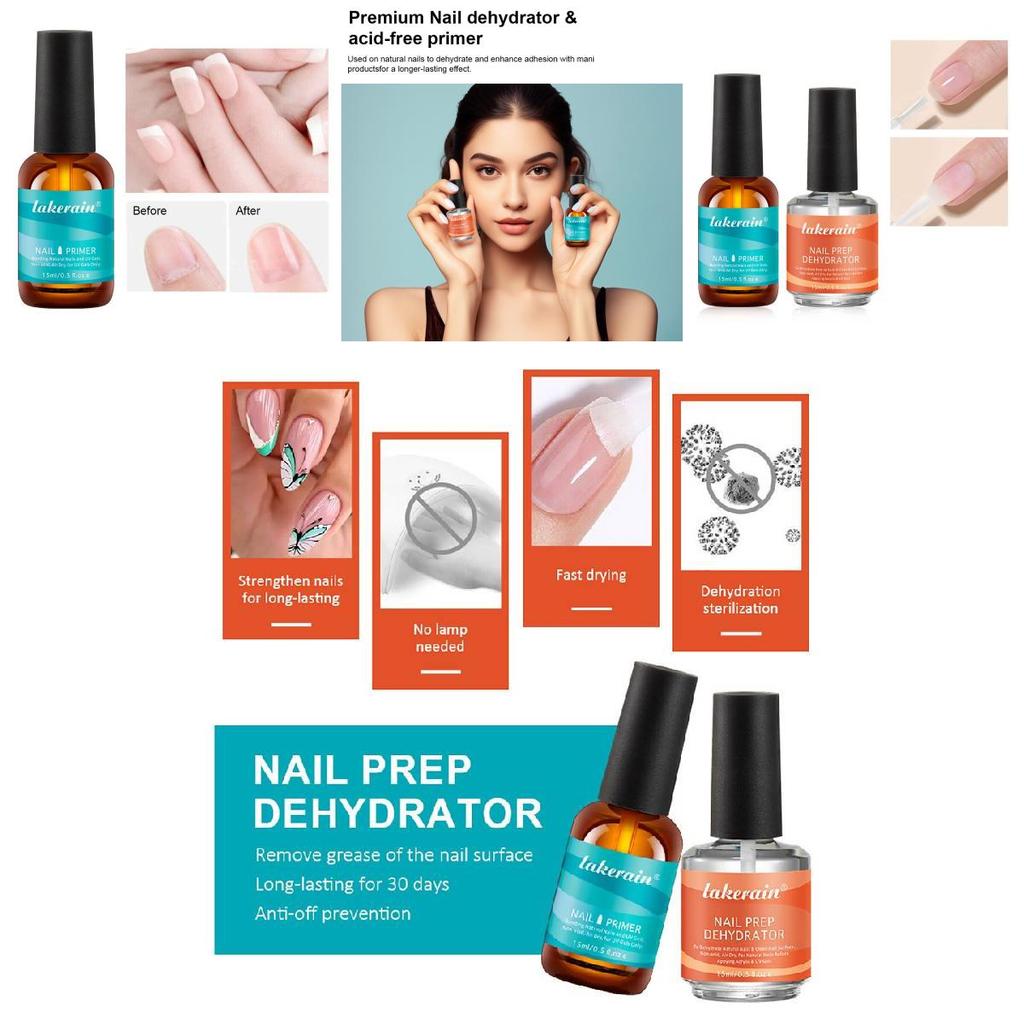 Nail Primer Set With Balancing Solution And Adhesive For Professional Manicure Care