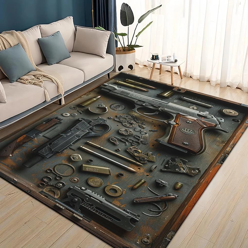 Стиль Милитари Стрелять Оружие Арсенал Горячее Оружие Ковер для Гостиной Спальни Дома Декорация Дивана, Детский Напольный Коврик