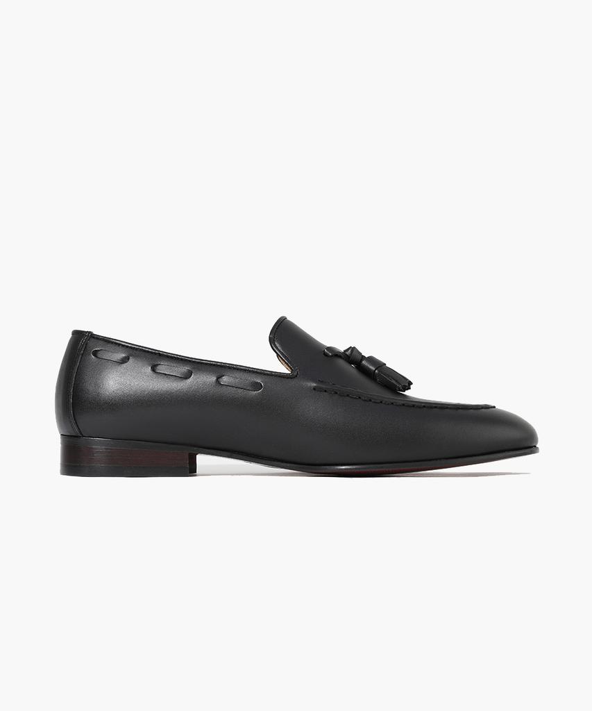 Firenze Atelier Узкий носок Классические лоферы с кисточкой и U-образным вырезом 9100 [Черный Fg]