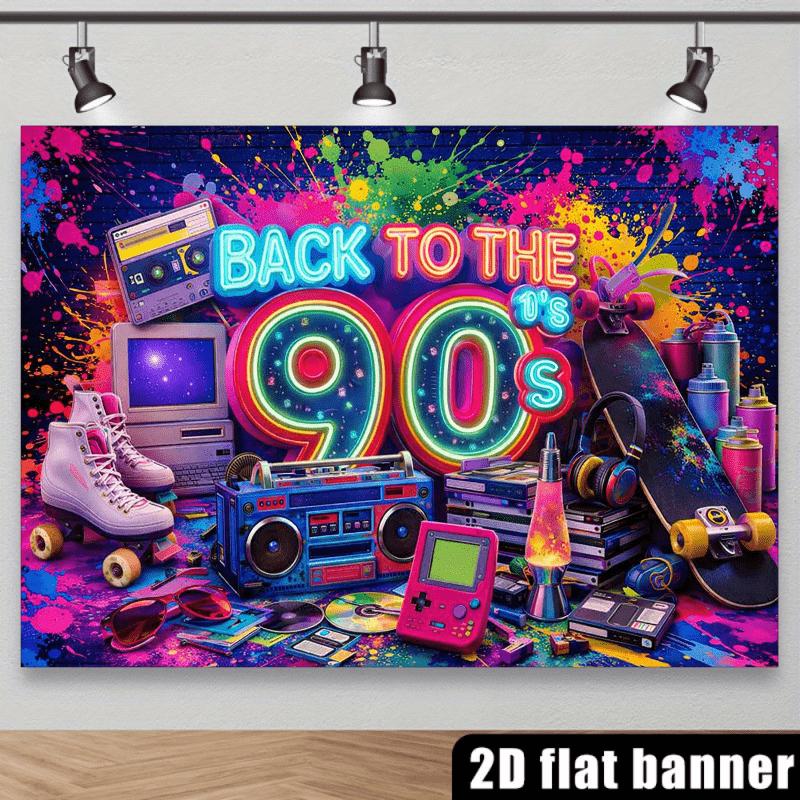 2D plane background fabric for a 90s-themed party, made of polyester material, water-resistant and durable.