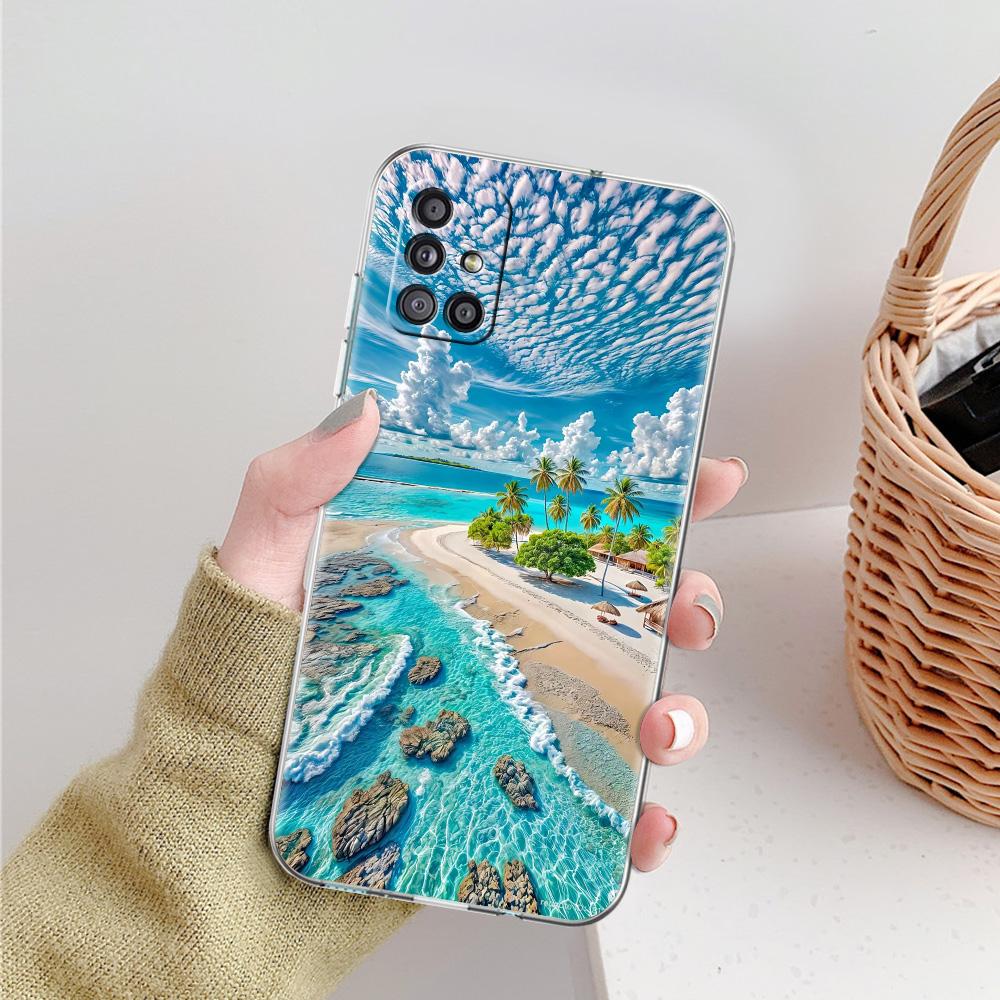 Чехол для Samsung A15 A13 A35 A55 A51 A71 A41 A31 A21S A05 A17 A23 A25 A33 A53 A73 5G A07 4G Обложка Морской Пейзаж Волна Пляж