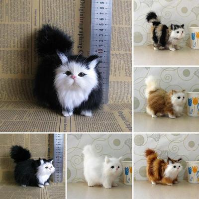 Милая игрушка-котенок из искусственного меха, модель для подарка, плюшевая игрушка-кошка