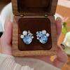 Zircon Butterfly Flower Pearl Earrings Light Luxury High-end Temperament Earrings Fashion Explosion Super Flash Earrings Women