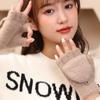 Plush Fingerless Gloves Winter Warm Mittens Soft Warm Half Finger Flip Gloves Outdoor Thick Cold Protection Gloves Write Gloves