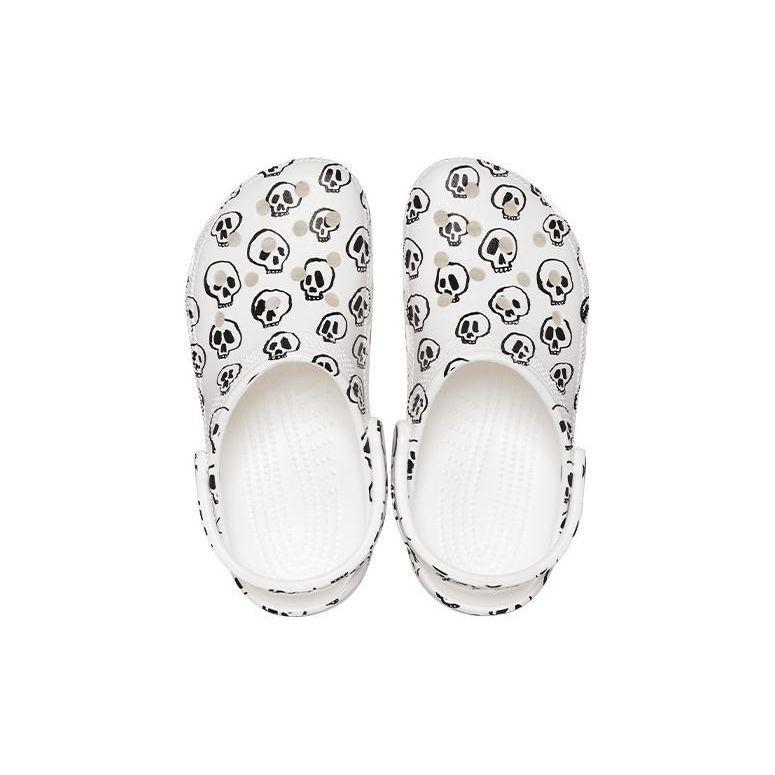 Crocs Classic Clog Skull Print Белые кроссовки унисекс Черные 208993-103