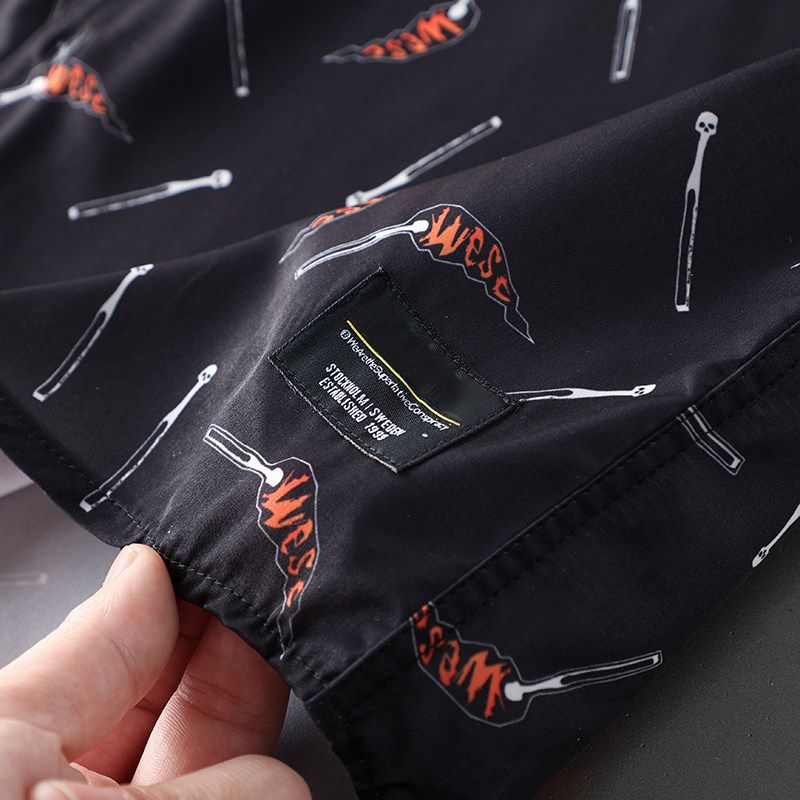 Label Cutting Retro Hong Kong Style Summer plus Size Men's Clothing Short Sleeve