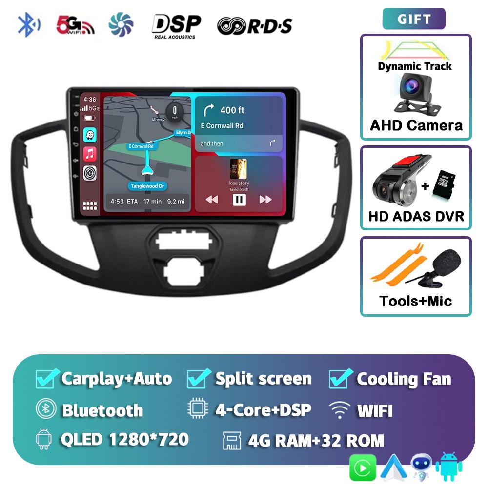 Android 14 Carplay Автомагнитола для Ford Transit 2015 2016 2017 2018 Мультимедийный Видеоплеер GPS Стерео 2din WIFI+4G Головное Устройство