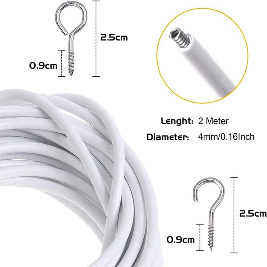 2 м проволочные шурупы и крючки для штор, набор оконных декоративных принадлежностей для дома, ванной комнаты, двери общежития, декор для штор