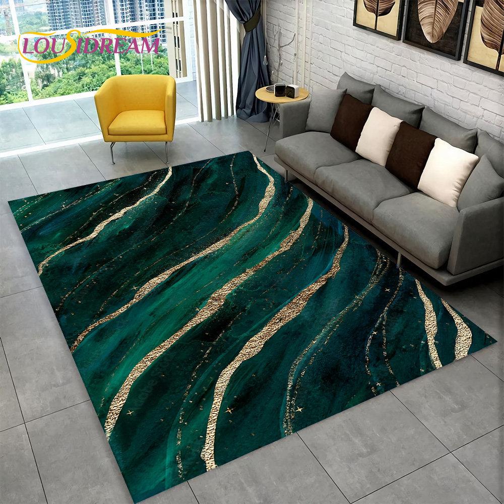 Ковер с геометрическим узором в стиле скандинавского синего золотистого мрамора, ковер для гостиной, спальни, дивана, коврика для двери, детский нескользящий коврик