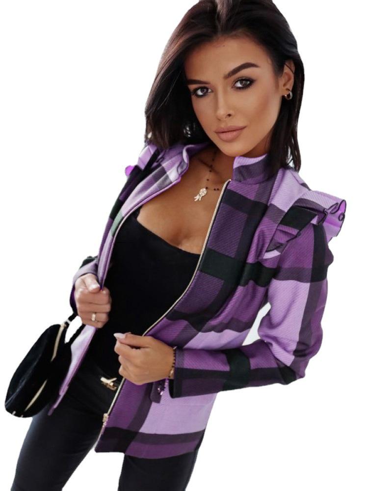 Осень/Зима 2022 Приталенная куртка на молнии с клетчатым принтом