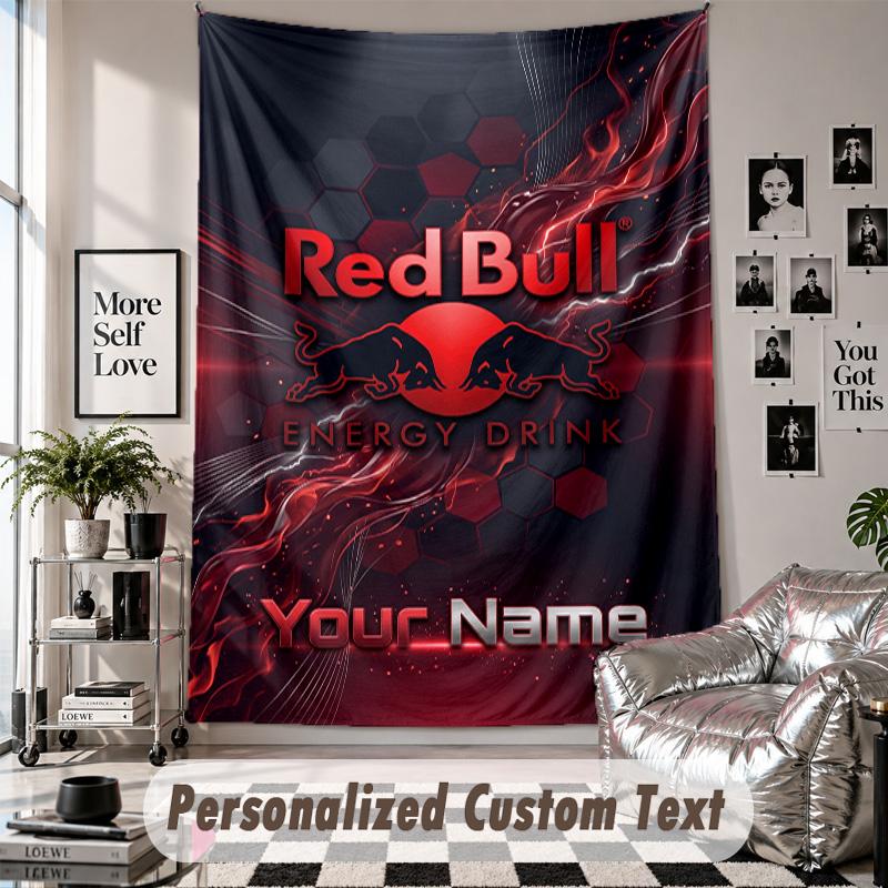 Wall Hanging Tapestry With Custom Name & Text, RB Leipzig FC Decorative Tapestry For Bedroom