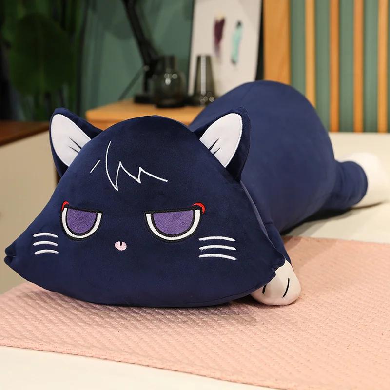 Genshin Impact Anime Wanderer Plush Long Pillow Soft Stuffed Animal Fluffy Scaramouche Cat Plushie Dolls Kids Birthday Gift