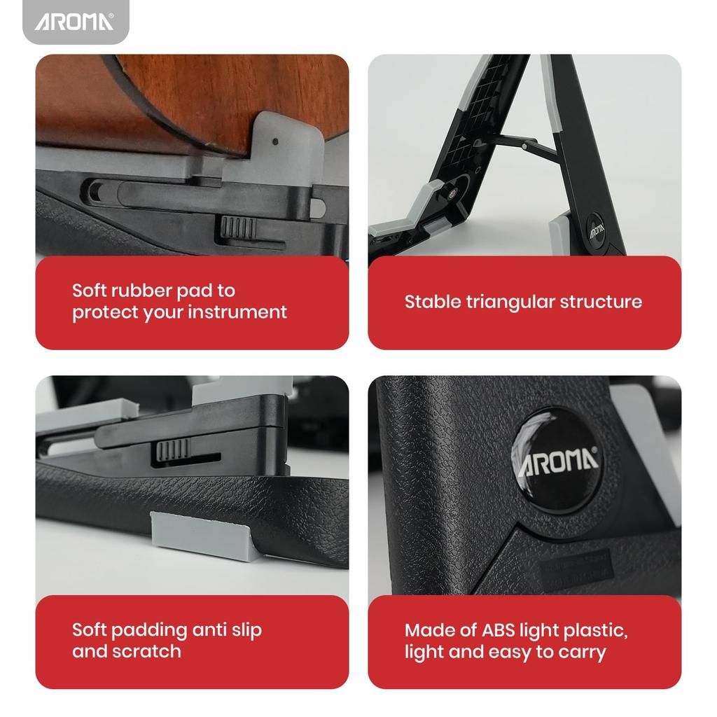 Aroma Folding Ukulele Stand for Small Classic Adjustable Holder for and Violins Instruments, A-Frame Construction, Height, Non-Slip Base, Ukuleles,