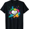 Unique Love Heart Multi Color Paint Splash Splatter T-Shirt