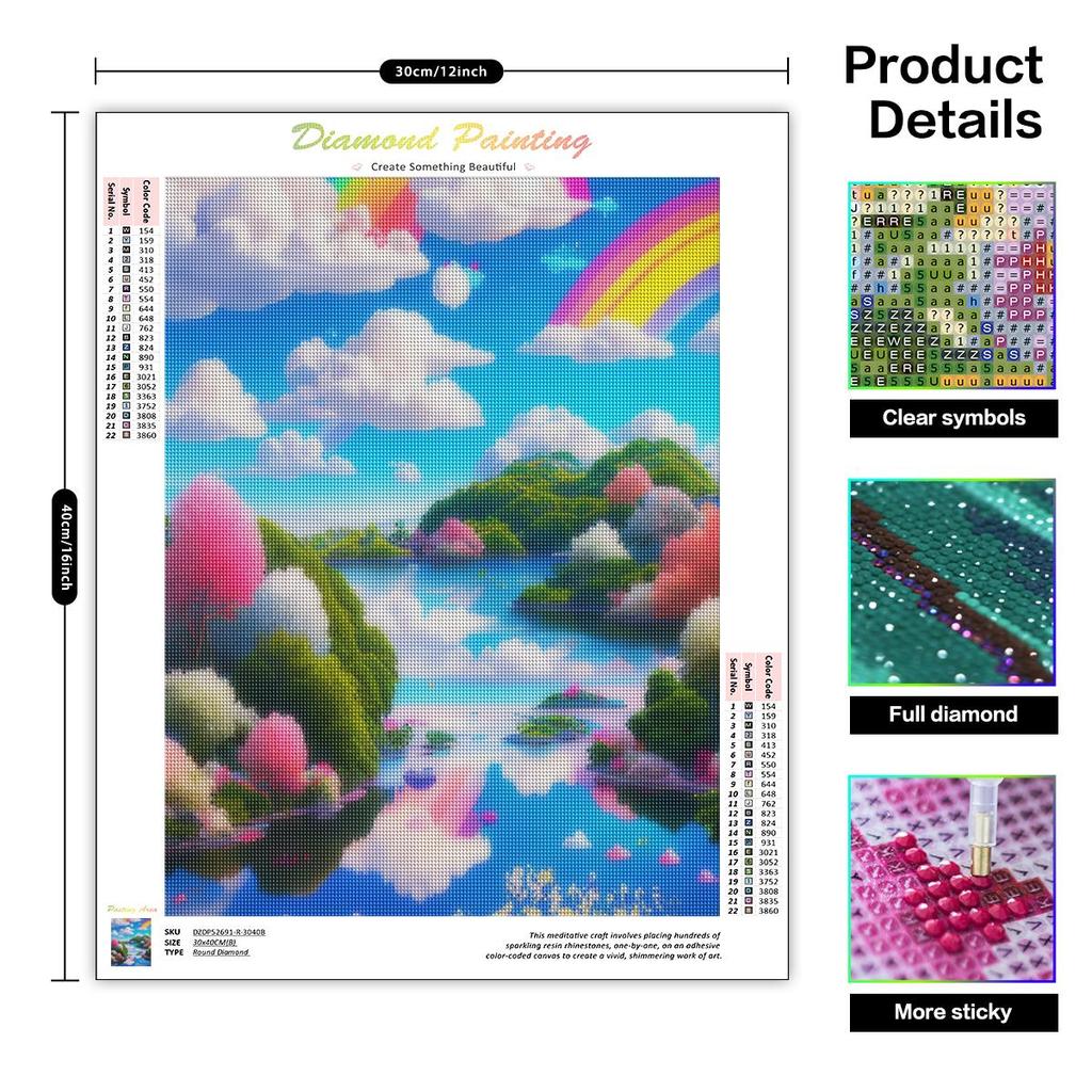 Алмазная картина «Небо», полная круглая Алмазная вышивка, вышивка крестиком, пейзаж, рукоделие для украшения дома 30x40 см/12x16 дюймов