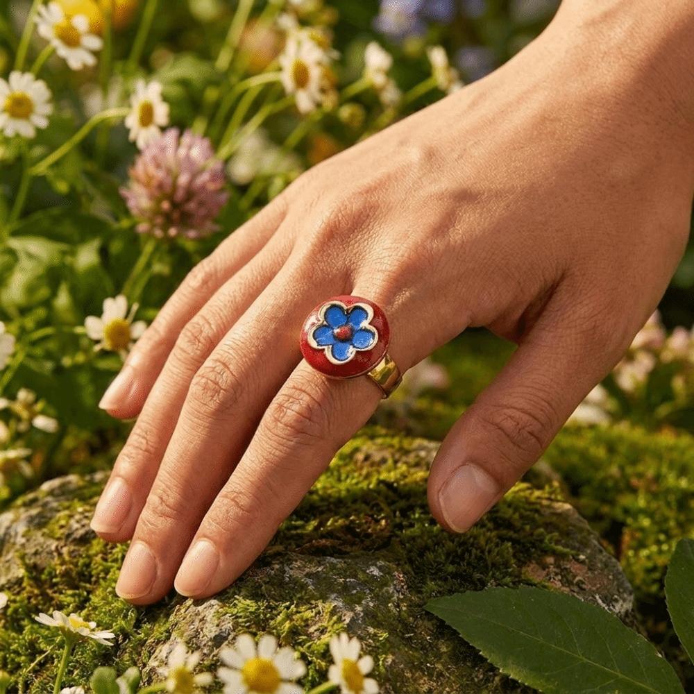 Round Heart Zinc Zinc Alloy Flower Open Ring Crescent Shape Adjustable Ring Party Accessories