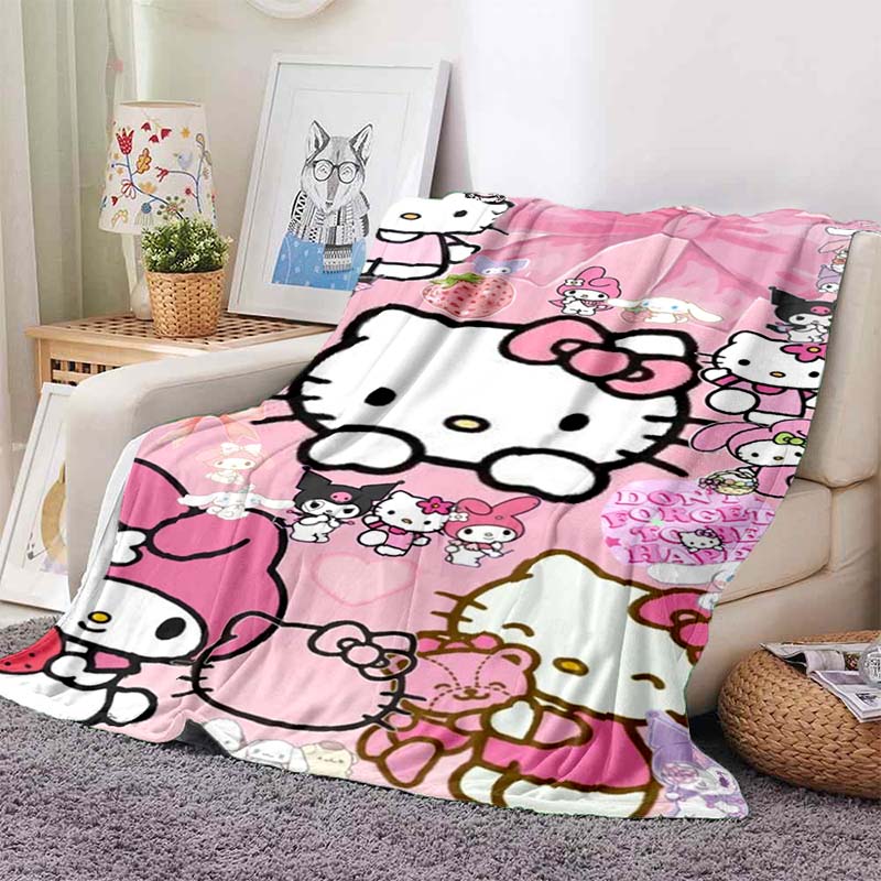 1P CHello Kitty plush blanket, made of flannel, suitable for living room, bedroom, bed, sofa, office and other places, can be us