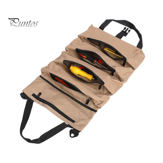 Портативная сумка для хранения инструментов, большая, с 5 отделениями, застежка-молния, водонепроницаемая, прочная, набор инструментов для ремонта, сумка-рулон на молнии