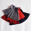 Autumn Children School Girls Solid Color Knit High Waist Bottoming Pleated Skirt