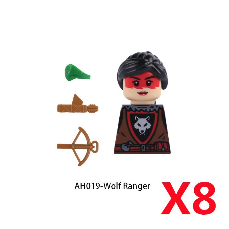 MOC Средневековый Рыцарский Замок Фигурки Конструктор Оружие Волк Мечники Стражник Лук Стрела Щит Флаги Боевой конь Игрушки Подарки S002