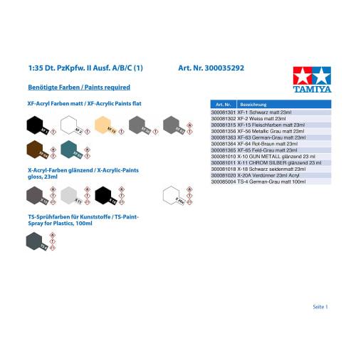 Tamiya 1/35 Military Miniature Series No. 292 German Army Panzer II Ausf. A-C French Front Plastic Model 35292