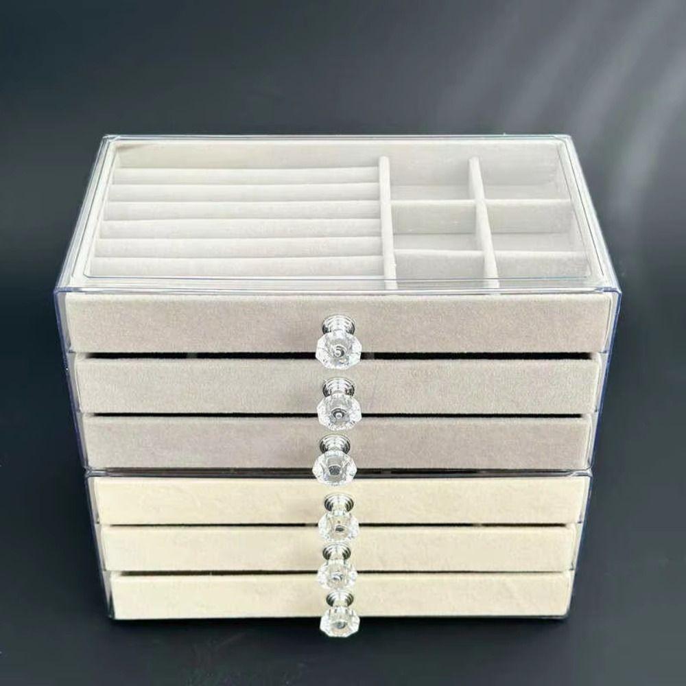 3-Layer Drawer Storage Box High-Capacity Earrings Necklaces Storage  Countertop Display