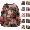 Women's Fashion Casual Long Sleeve Christmas Printed Round Neck Knitted Top