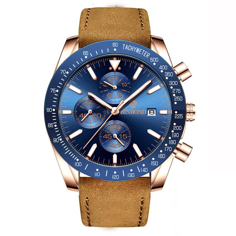 BINBOND Luxury Luminous Waterproof Casual Reloj Chronograph Auto Date Accurate Men's Watch Durable Quartz Wristwatches For Men