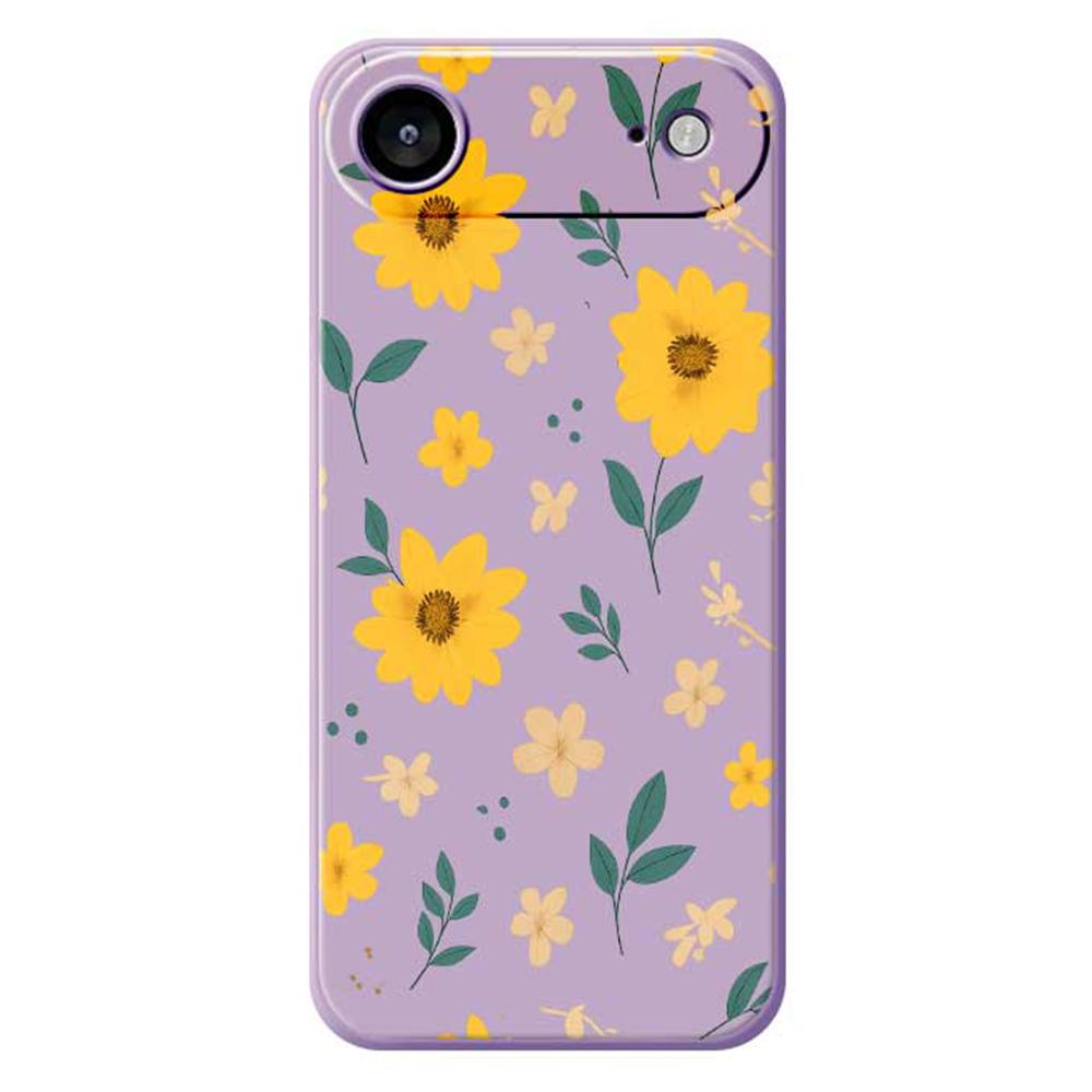 For iPhone 17 Air Case Yellow Floral and Leaves Pattern Printing Straight Edge TPU Phone Back Cover