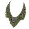 [N8138] - Designer Necklace 'Kilimanjaro' Green Gray